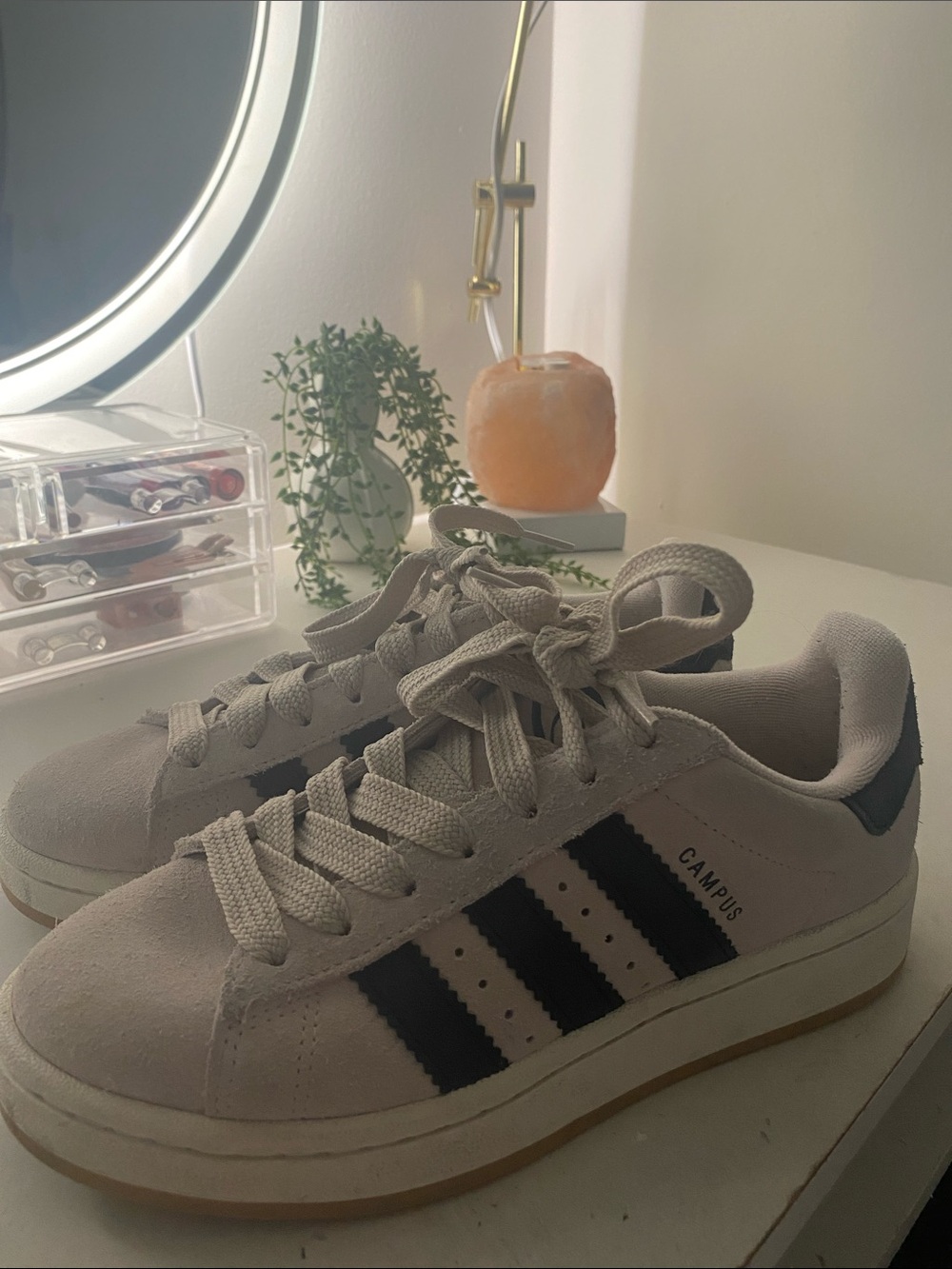 adidas Cream and Black Campus Low-Top Sneakers
